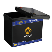 Batería de Litio-Ferrofosfato (LiFePO4) Líquida Wiren de 12V 60Ah, Ciclo Profundo, 768Wh, BMS, 6000 Ciclos, Electrónica de Consumo, -20 a 60°C, Modelo W1260