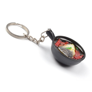 Modelo de juguete de comida en miniatura de arroz en olla de barro simulado (estilo cantonés), colgante de llavero con forma de snack sabroso - Product Image 5