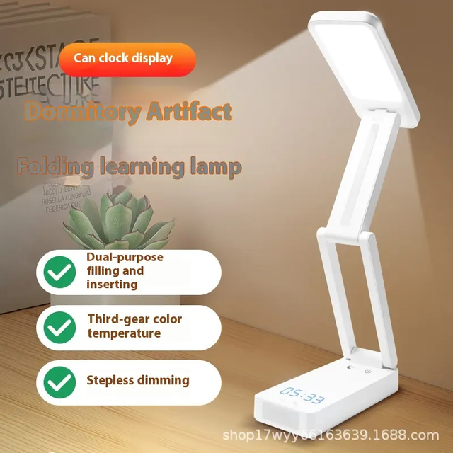 3 Color Modes Touch Control Stepless Dimming Wireless Desk Lamp Small LED Table Light for Dorm Study Office Bedroom