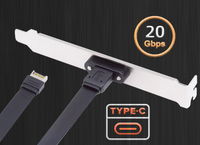 Cable plano USB 3.2 Gen2x2 de 20 Gbps, cable de extensión con conector de placa base Tipo-E de 20 pines a ranura PCI hembra Tipo-C, 10 Gbps