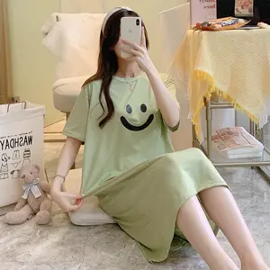 夏の韓国の甘いナイトドレス女性のパジャマ女性の夏の半袖プラスサイズの女性の家庭服