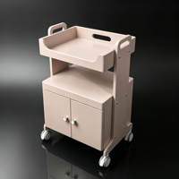 Chariot de rangement rose poudré avec plateau profond, coins arrondis, montage facile, organisateur pour la maison et la salle de bain