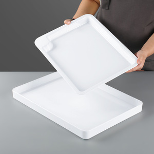 Melamine rectangular plate, commercial braised meat and cooked food <b>tray</b>, <b>large</b> white <b>plastic</b> deep plate, cold dish display - Product Image 2