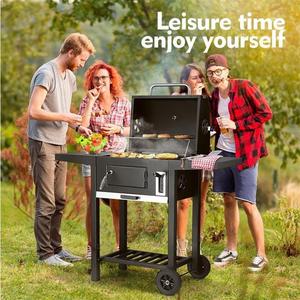 SCB-115 Barbecue Grill Rond Poêle À Charbon <span class=keywords><strong>De</strong></span> Bois Extérieur Bacon Portable 3 en 1 Barbecue Double Pont Fumeur Four Camping Pique-Nique <span class=keywords><strong>Cuisson</strong></span> - Product Image 5