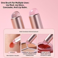 Aplikator Bibir Silikon Portabel dengan Tutup Anti Debu, Kuas Pencampur Bibir Higienis Mudah Dibersihkan, Alat Kosmetik Mini untuk Perjalanan