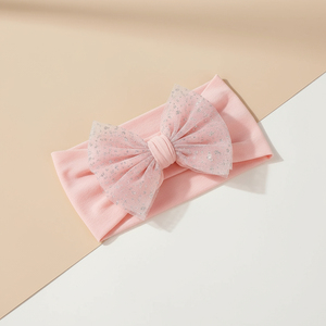 5 pièces nouveau bandeau européen américain doux élastique en Nylon <span class=keywords><strong>maille</strong></span> arc avec dentelle <span class=keywords><strong>Turban</strong></span> Style cheveux accessoires pour bébé filles enfants - Product Image 3