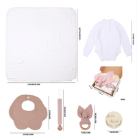 Coffret cadeau de naissance pour nouveau-né, couverture de douche pour bébé, chaîne de sucette, tissu à crocheter, hochet de lapin, ensembles cadeaux pour bébé, produits pour bébé