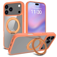 Étui de téléphone magnétique orange pour 17 Pro avec support rotatif, coque arrière de luxe antichoc pour mobile