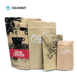 Compostable Biodegradable Brown Kraft Paper Zip schloss Aluminum folie Plastic Bags Coffee Food Package