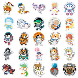 50 pièces dessin animé animaux astronaute Graffiti autocollants pour enfants créatif <span class=keywords><strong>chambre</strong></span> espace extérieur jouet autocollant mural - Product Image 3