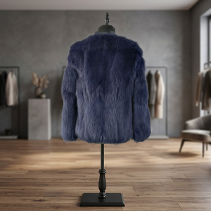 Manteau en fourrure de renard véritable bleu de luxe pour homme, manteau d'hiver chaud à manches longues, veste épaisse - Product Image 3