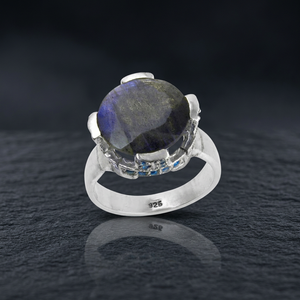 Art Palace 925 Silver Lapis Lazuli Oval Cut <b>Ring</b> Bezel Setting Classic Gemstone Unisex Everyday Wear From Rajasthan - Product Image 3