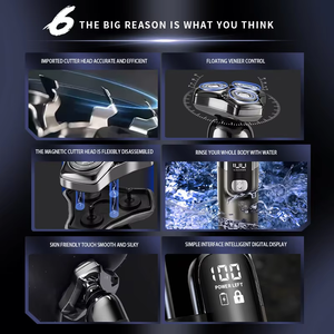Rasoir rechargeable 4 en 1, lame flottante 3D, tondeuse à barbe, rasoir électrique pour homme, étanche, utilisation humide et sèche, visage, moustache - Product Image 3