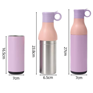 Botella de Agua 2 en 1 Personalizada, Enfriador de Latas, Acero Inoxidable, Aislamiento al Vacío, Taza de Viaje, Tapa <span class=keywords><strong>con</strong></span> Pajita Antiderrames, <span class=keywords><strong>con</strong></span> Asa, para Bebidas - Product Image 5