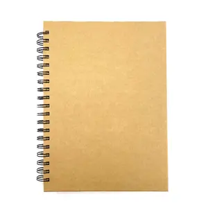 定制牛皮纸硬封面螺旋空白笔记本日记学生作文书