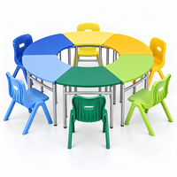 Fournisseur de meubles pour enfants, table et chaise en plastique semi-circulaires, bureau d'école mignon, chaises pour enfants, table d'activités pour la maternelle