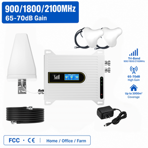 Amplificateur de signal mobile Tri-bande 900/1800/2100 MHz 3G 4G LTE GSM avec couverture de 300-500 m², montage mural pour usage professionnel - Product Image 1