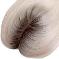 Venta al por mayor: Topper de cabello humano Remy europeo con base de seda 3x5 para mujer, postizo de cabello blanco con parte superior de seda