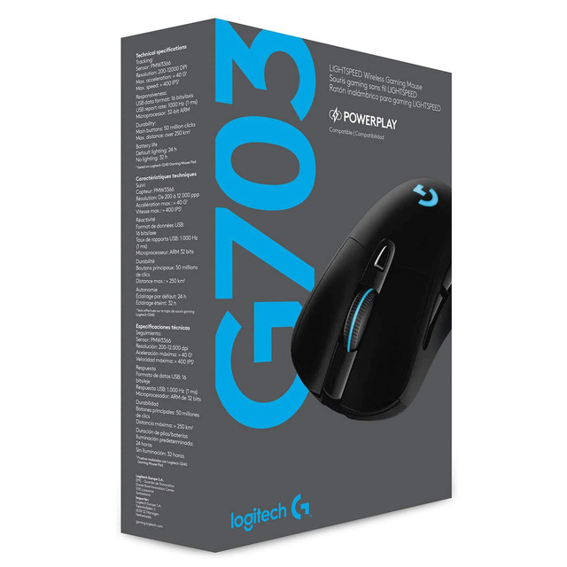 For Logitech G703 Professional Ergonomic Wireless Gaming Mouse USB Interface for Gamer and Office Use Compatible with Laptop PC