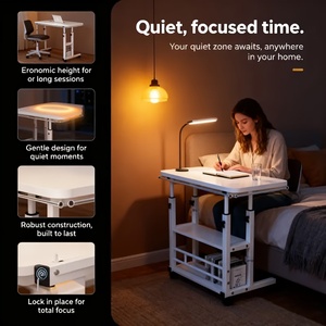 <span class=keywords><strong>Scrivania</strong></span> Pieghevole Multifunzionale con Ruote, Altezza Regolabile, Ripiano Portaoggetti, per Camera da Letto, Soggiorno, Ufficio, Studio, Modello Z-12 - Product Image 4