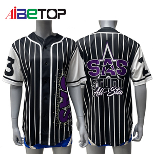 Camisa de béisbol sublimada personalizada Uniforme azul y negro Personalización Botón juvenil Uniforme de béisbol Diseño libre - Product Image 5