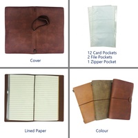 Journal de voyage de haute qualité, carnet épais avec papier ligné de 120 g/m², couverture en cuir, pochettes intérieures amovibles, cadeau idéal, agenda