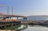 Pont en structure d'acier préfabriqué, design moderne durable personnalisé, certifié CE, durée de vie opérationnelle de 50 ans, pont à treillis préfabriqué