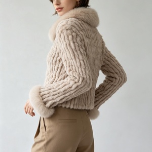 Veste courte chaude et épaisse pour femme Tyan Winter Khaki, en fourrure de renard et de lapin véritable, amovible, confortable, pour le bureau, décontractée, <span class=keywords><strong>manteau</strong></span> en fourrure - Product Image 5