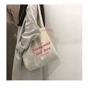Bolso de Hombro con Forro de Lona 2024 Nuevo Estilo Ins con Letras, Bolso de Moda Japonesa para Mujer, Bolso Cruzado de Lona para Estudiantes, Bolso de Lona de Moda - Product Image 1