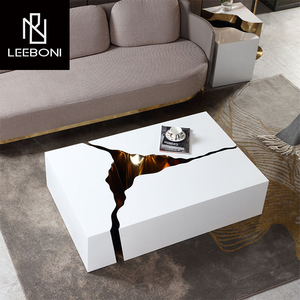 Mesa de Centro Moderna de Diseño Único y Lujoso de Boca Do <span class=keywords><strong>Lobo</strong></span>, 3 Piezas, Acero Inoxidable Blanco, Mesa de Centro Dorada y Blanca - Product Image 4
