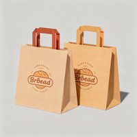 Sac en papier kraft plat en gros avec logo personnalisé, faible MOQ