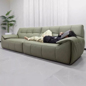 Sofá de cuero de lujo ligero para sala de estar, moderno, sencillo, pequeño <span class=keywords><strong>apartamento</strong></span>, <span class=keywords><strong>primera</strong></span> capa, sofá de fila de piel de vaca - Product Image 3