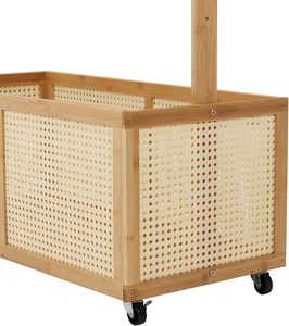 Porte-vêtements <span class=keywords><strong>sur</strong></span> roues, porte-vêtements en bambou avec panier de rangement Porte-vêtements autoportant avec rail à vêtements suspendu - Product Image 5