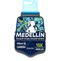 Medalla de Esmalte Personalizada de Aleación de Zinc con Forma de Escudo Especial, Relieve 3D de Mapa de Ciudad para Corredores, con Cinta para Eventos de Carrera