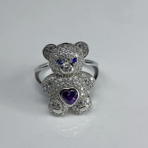 خاتم ألماس على شكل دب أنيق وعصري من مجموعة FH الرقيقة المطلية للذكرى السنوية - Product Image 4