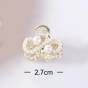 Nouvelle perle Mini or métal pinces à cheveux lumière luxe papillon cheveux griffe dames cheveux accessoires