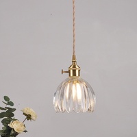 Lustre LED Rétro Japonais en Cuivre et Verre Ambré, Style Nordique Simple, Hauteur Réglable, pour Chambre Individuelle ou Bar