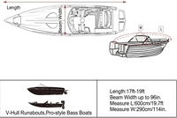 Housse de bateau robuste en tissu Oxford imperméable pour coques de 17 à 19 pieds et bateaux de pêche, tailles et couleurs personnalisées disponibles