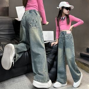 Jeans in Cotone per Ragazze 2025, <span class=keywords><strong>Pantaloni</strong></span> alla Moda con Stampe Cartoon per Bambini, <span class=keywords><strong>Pantaloni</strong></span> a Gamba Larga per Bambine Più Grandi - Product Image 2
