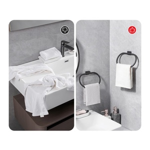 Wall Mounted Towel Rack Bathroom Towel Ring <b>Plastic</b> Round Towel Rack <b>Hook</b> Rings for Bathroom Kitchen Wall Door - Product Image 2