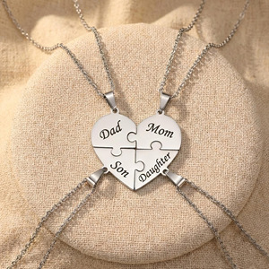 Collana Personalizzata con Ciondolo a Cuore Puzzle in Lega di Rame, Stile Minimalista OL, Placcata in Oro Rosa, Fai-da-Te - Product Image 6
