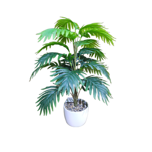 Nhân tạo areca Palm trong trắng nồi, nhiệt đới Faux Palm <span class=keywords><strong>Tree</strong></span> cho trang trí trong nhà, sống động như thật giả Palm với pebble-điền trồng - Product Image 1