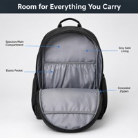 Sac à dos unisexe en polyester balistique résistant à l'eau, multi-compartiments, pour trajets quotidiens, avec panneau avant en maille nid d'abeille