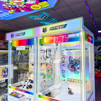 Machine à griffes d'arcade à monnayeur avec accepteur de billets, lumières clignotantes, construction métallique, support anglais 1 an pour centres de jeux