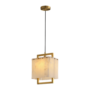 Singolo rame oro pendente in marmo chiaro alabastro lampadari appesi per tavolo da pranzo - Product Image 1