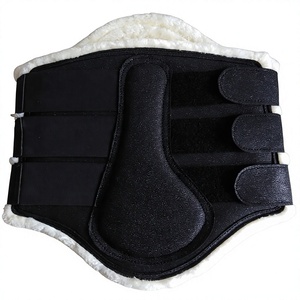 Professional Equestrian Pink Black Striped PU Horse <b>boot</b> Faux Fur Lining Luxury Equine Leg Protection - Product Image 5
