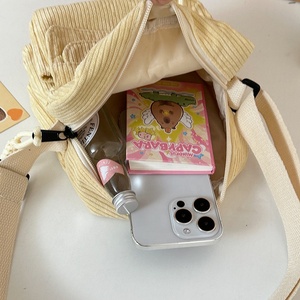 New Velvet Zipper Messenger <strong>Bag</strong> Unisex All Seasons School Single Shoulder Cross-body <strong>Bag</strong> Corduroy <strong>Mobile</strong> Phone Coin Purse <strong>Bag</strong> - Product Image 4