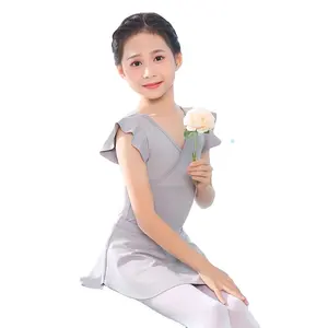 Jw081 Novo design de roupa de balé tutu para meninas, vestido de baile infantil de manga curta para treino