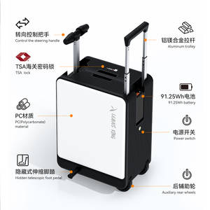 Valise intelligente moderne en PC injecté pour adultes et enfants, durable, avec pédale télescopique cachée, batterie amovible, pratique - Product Image 3