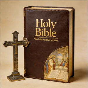 Bible Sacrée Nouvelle Version Internationale Couverture en Cuir Premium Estampage à Chaud Doré Impression Personnalisable de Livres Religieux - Product Image 1